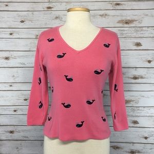 Alexandra Bartlett Pullover Pink Whale Sweater M
